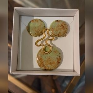 Gold and Green Abstract Earrings